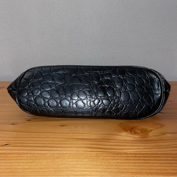 GIANI BERNINI BLACK LEATHER CROC Dome Clasp Purse Handbag - Picture 3 of 10